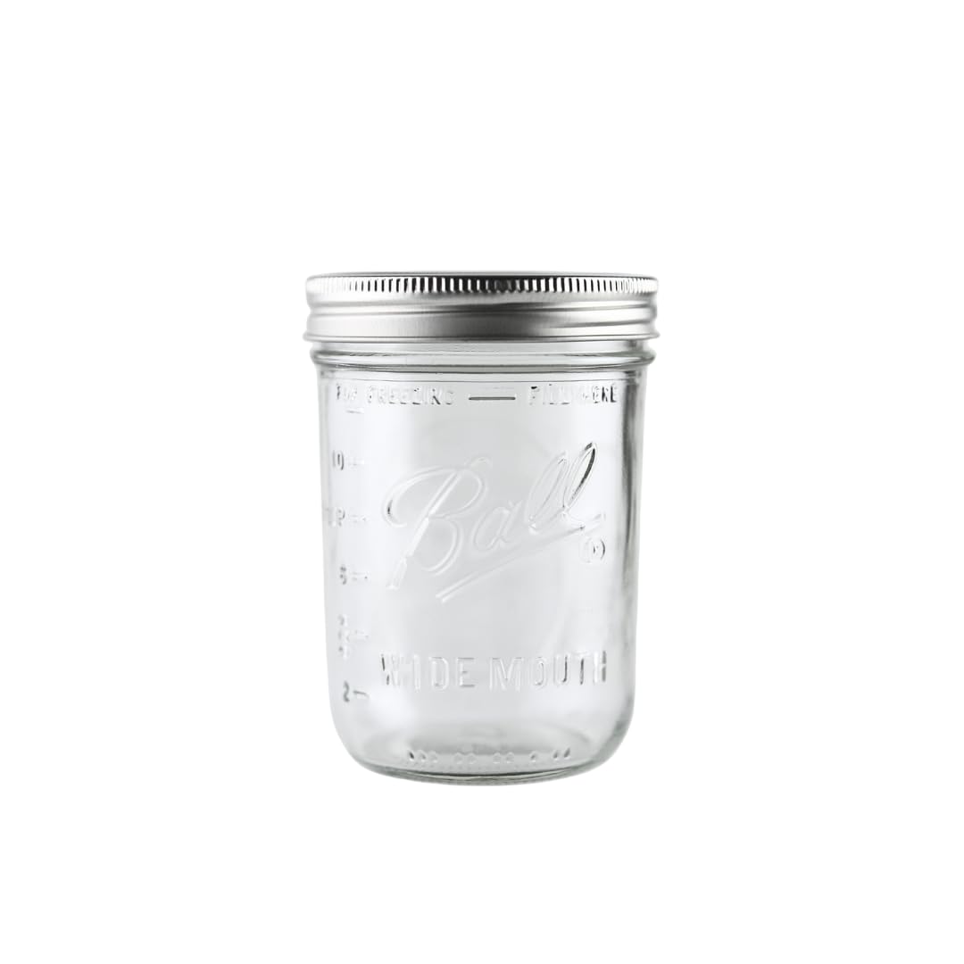 16oz Wide Mouth Glass Mason Jars with Lids & Bands, Set of 12 B11867