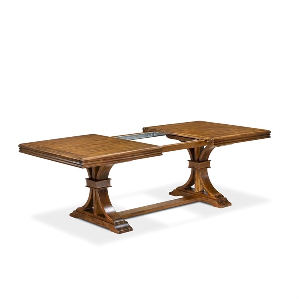 9-Piece Acacia Wood Dining Set with Navy Blue Faux Leather Chairs Q9102