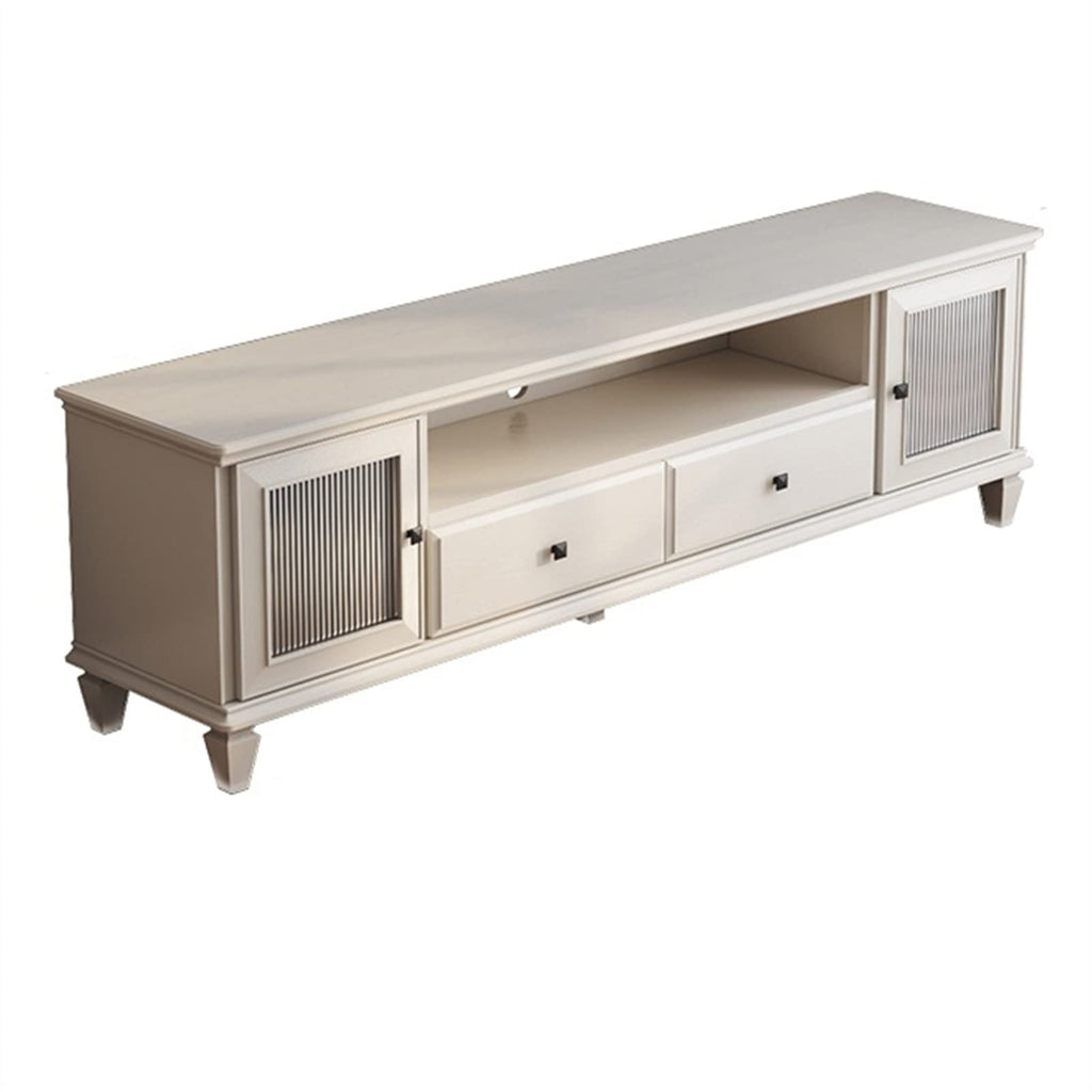 Modern TV Stand with 2 Drawers, 2 Storage Cabinets & 1 Open Shelf R859