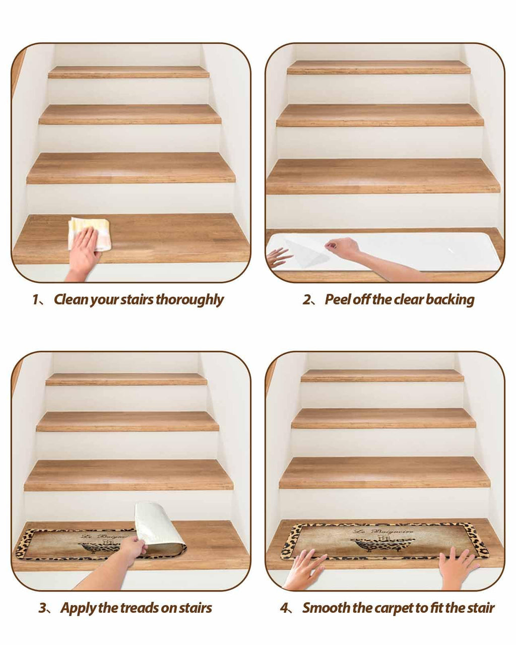 Abstract Art Non Slip Stair Treads 8x30 Inch 4PCS G8499