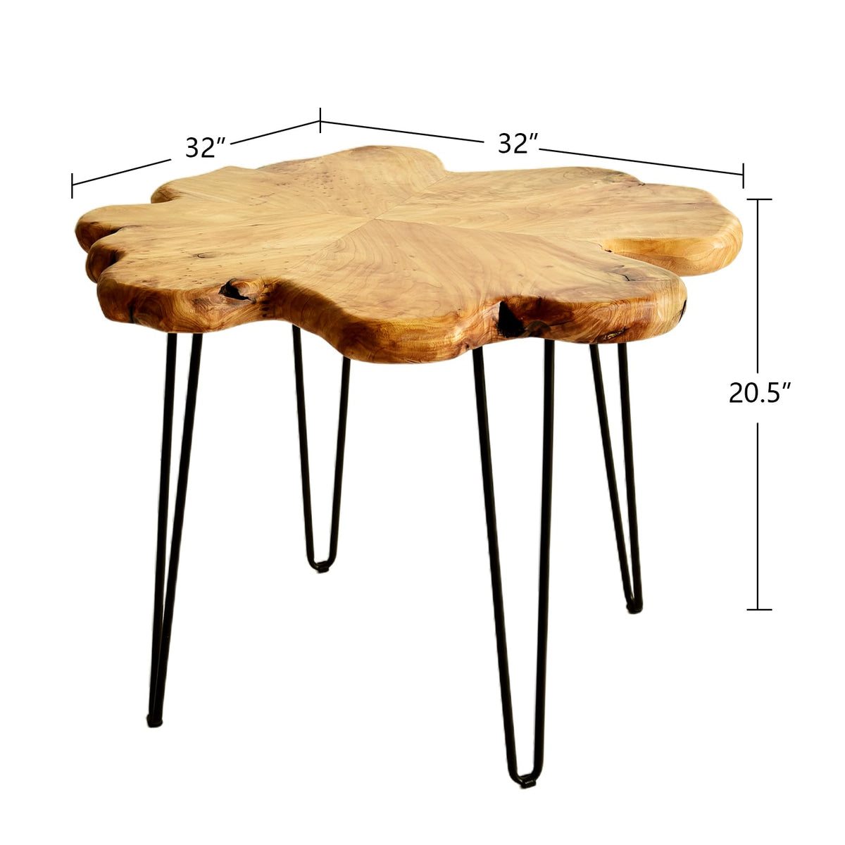 Flower-Shaped Live Edge Cedar Coffee Table N596