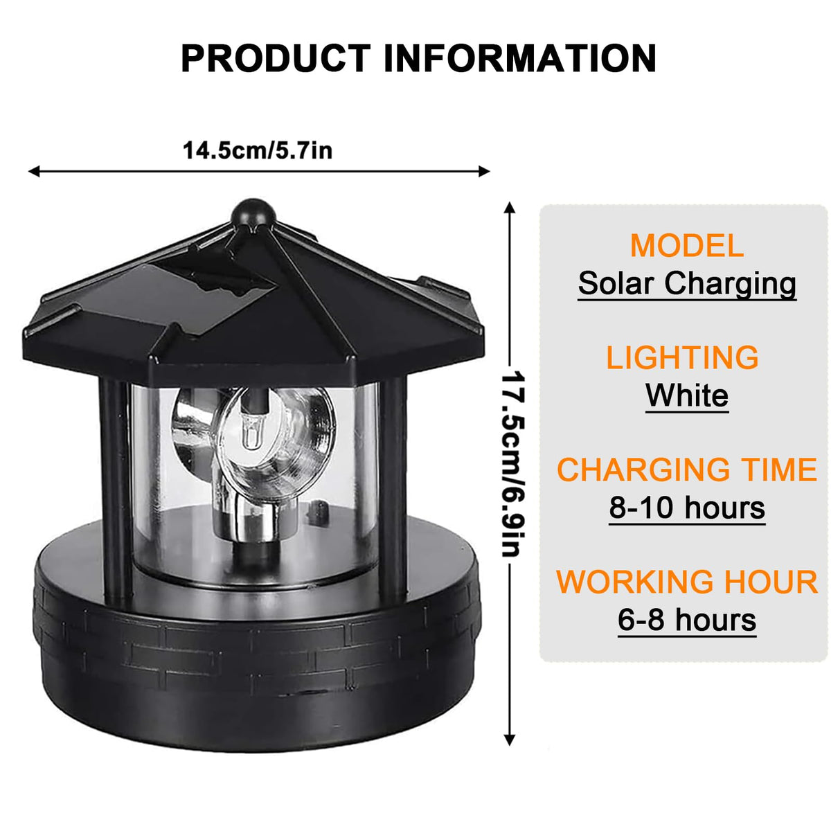 Solar Lights Outdoor LED Rotating Lighthouse Lamp K326