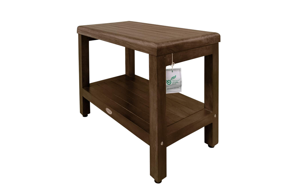 24" Teak Shower Bench with Shelf I1563