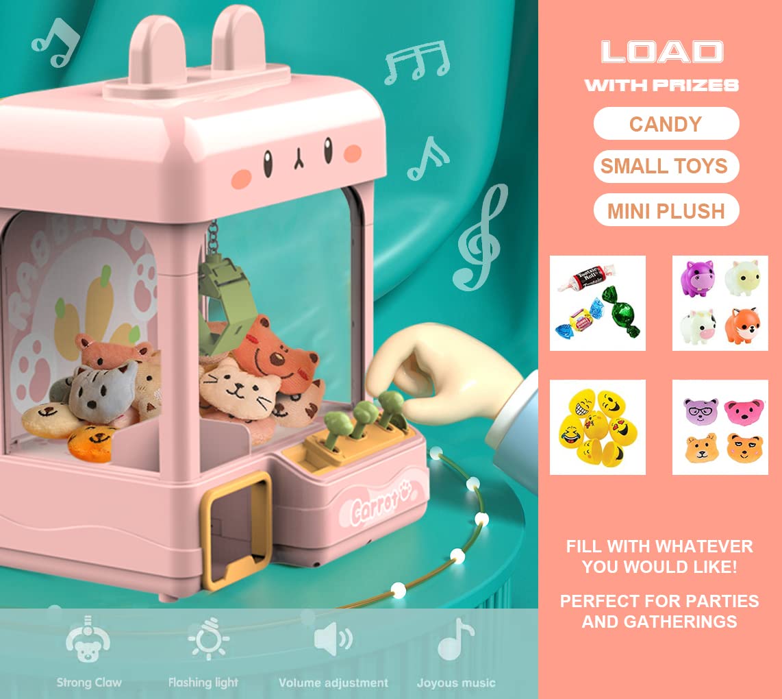 Large Claw Machine with Prizes, Adjustable Sound & Light, Mini Vending Machine, Electronic Arcade Crane Game, Candy Dispenser Toy S24648