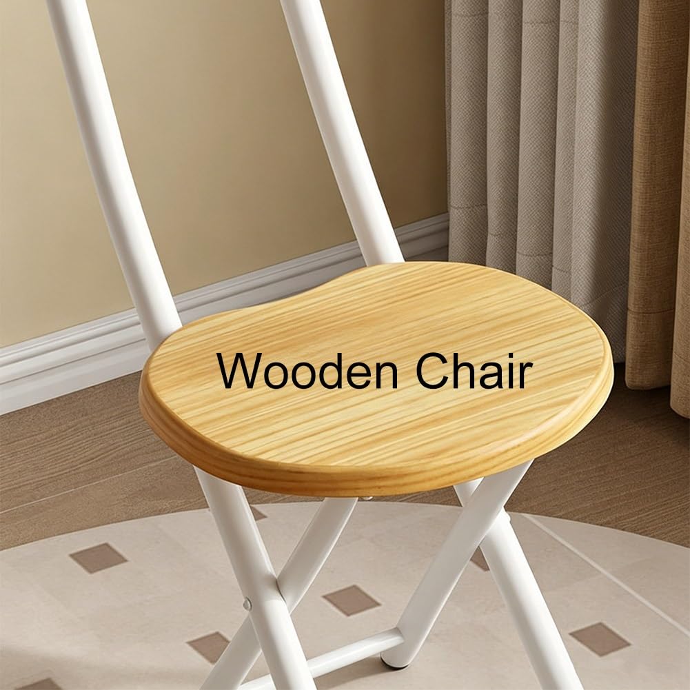 18 inch Folding Stool with Backrest, Portable Lightweight Metal Chair with Non-Slip Feet G118