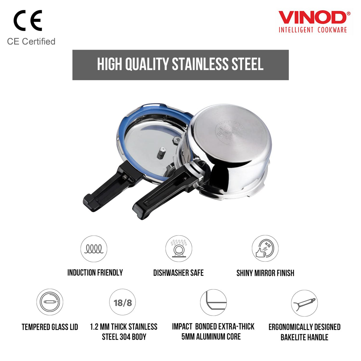 Stainless Steel Pressure Cooker, Outer Lid, 2 Litre R61567