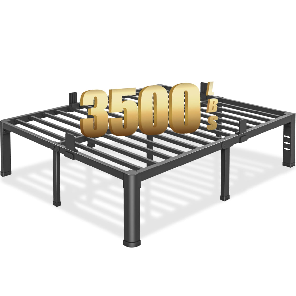 Queen Bed Frame with Headboard Hole and Steel Slats Support B1266