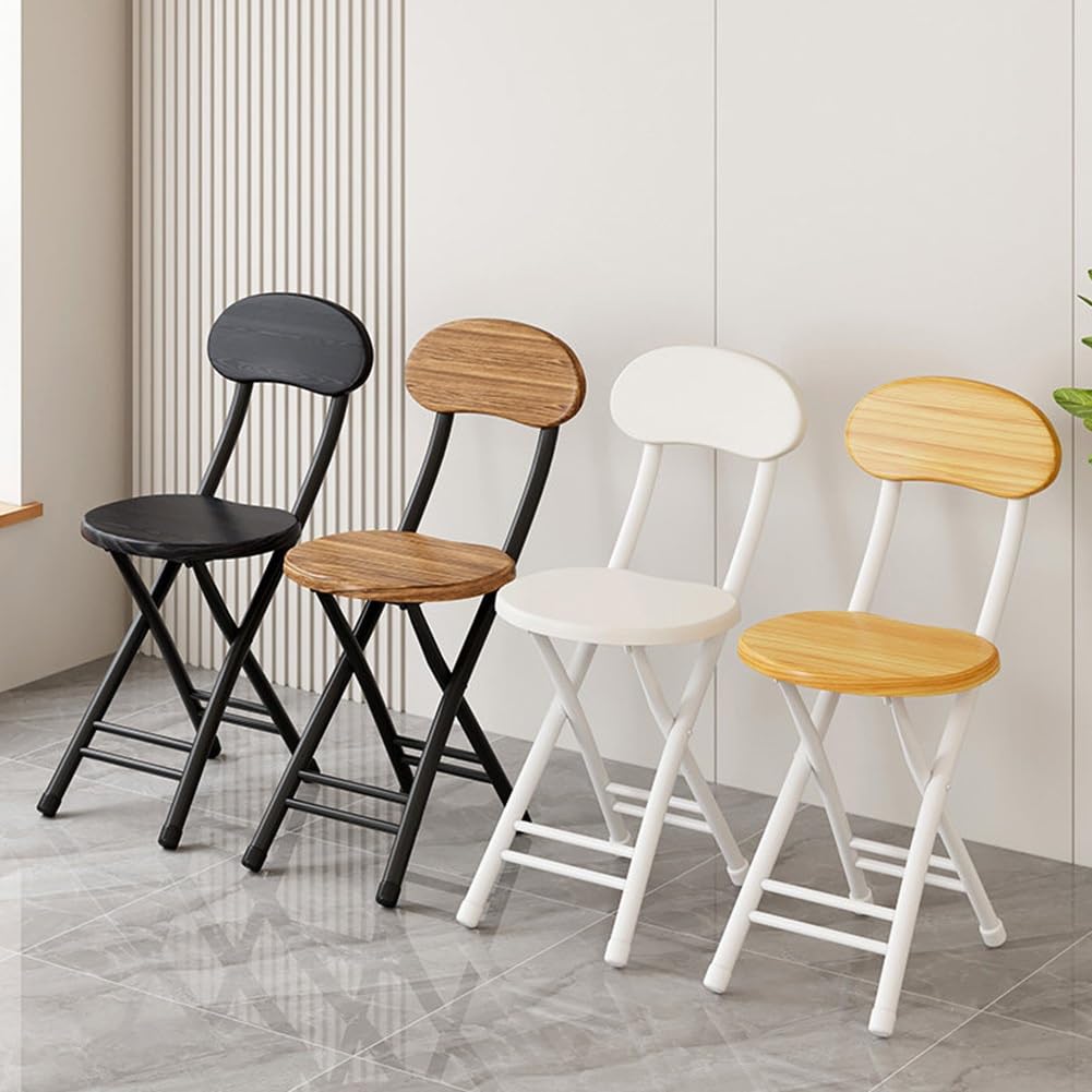 18 inch Folding Stool with Backrest, Portable Lightweight Metal Chair with Non-Slip Feet G118