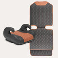 Black-Brown Backless Booster Seat with Latch and Waterproof Eco-Leather Seat Protector 2-Piece Set O57671