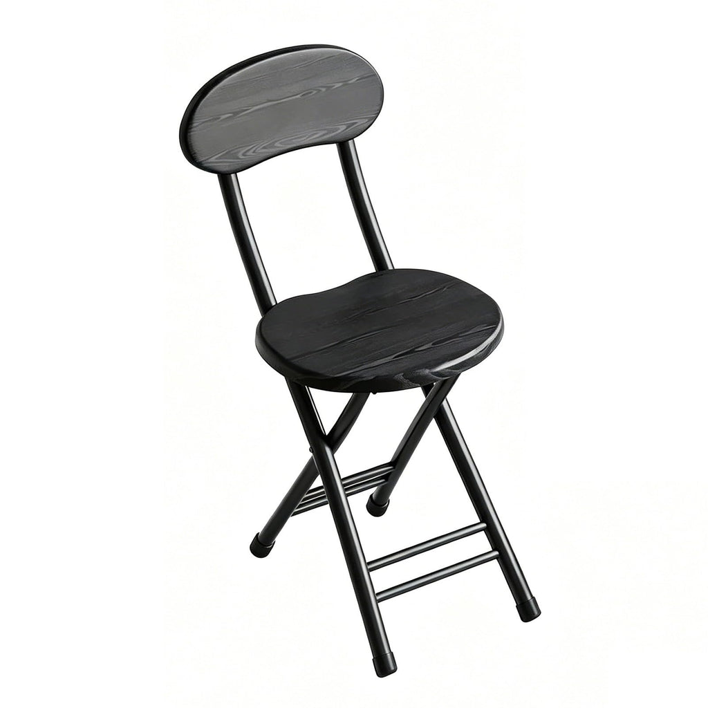 18 inch Folding Stool with Backrest, Portable Lightweight Metal Chair with Non-Slip Feet G118