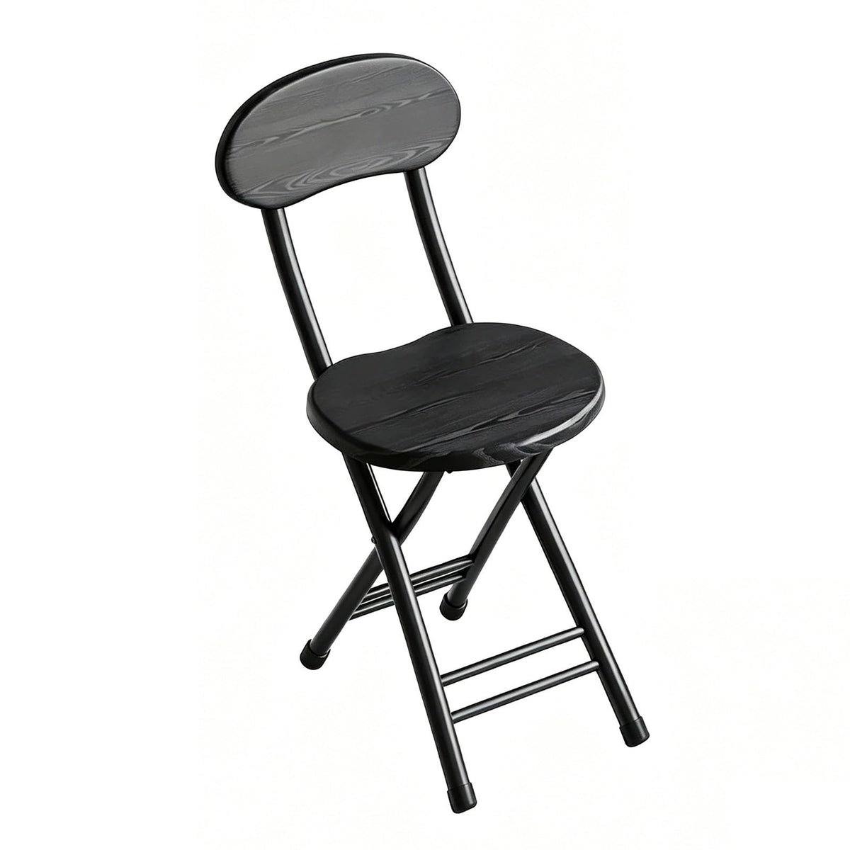 18 inch Folding Stool with Backrest, Portable Lightweight Metal Chair with Non-Slip Feet G118