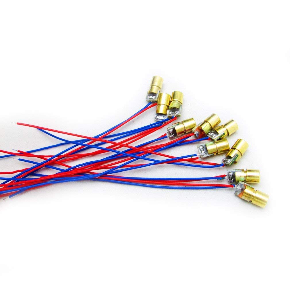 10pcs 5V 650nm 5mW Red Dot Laser Head 6mm T3730