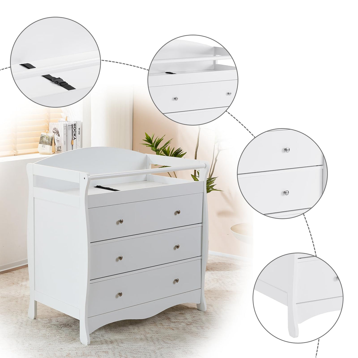 White Changing Table Dresser E7974