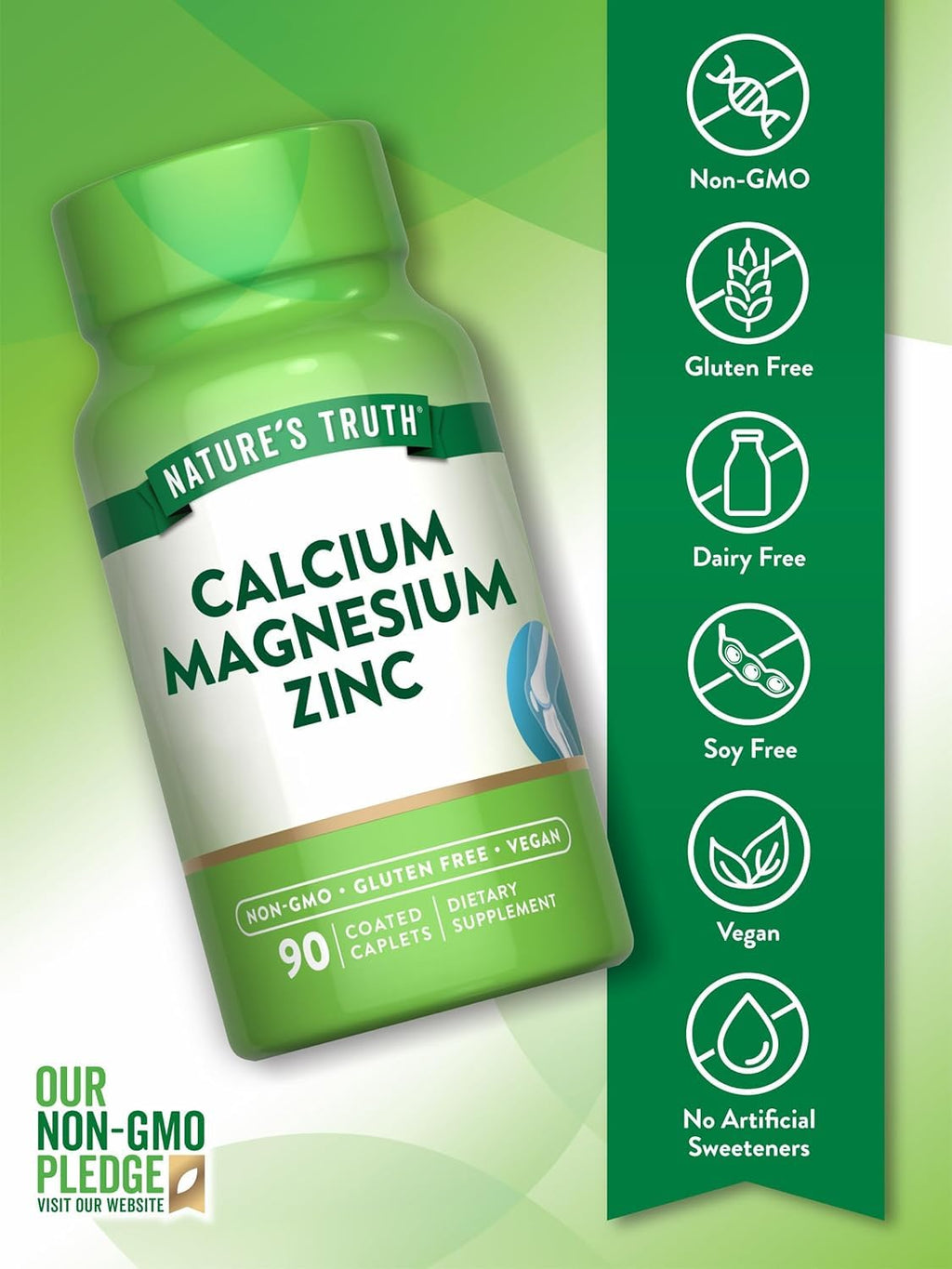 Calcium Magnesium Zinc Plus Vitamin D3 Caplets 90 Ct Pack of 2 Y90467