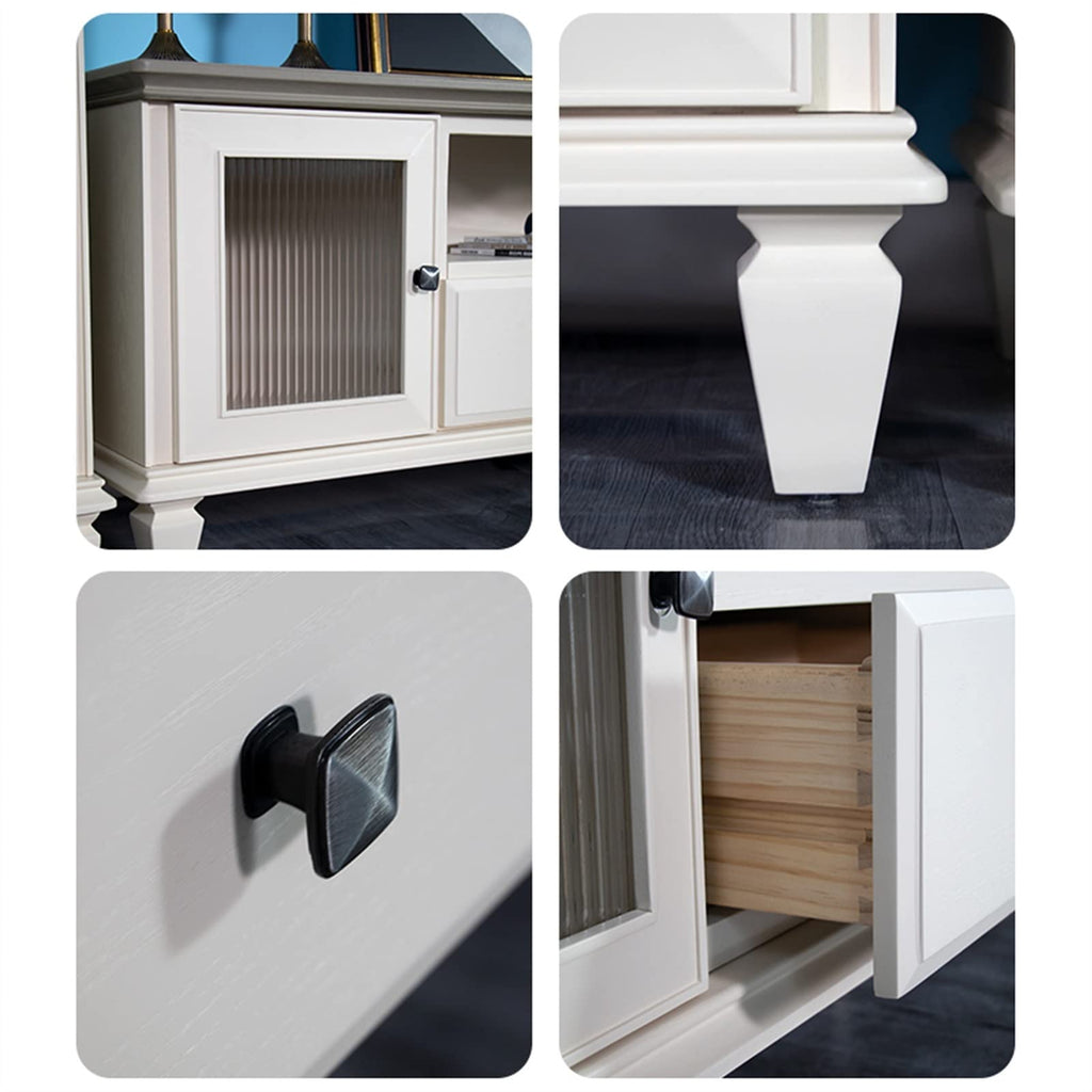 Modern TV Stand with 2 Drawers, 2 Storage Cabinets & 1 Open Shelf R859