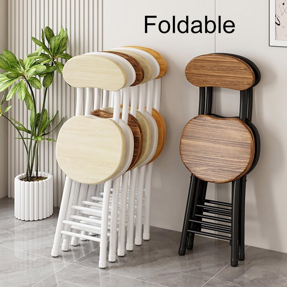 18 inch Folding Stool with Backrest, Portable Lightweight Metal Chair with Non-Slip Feet G118