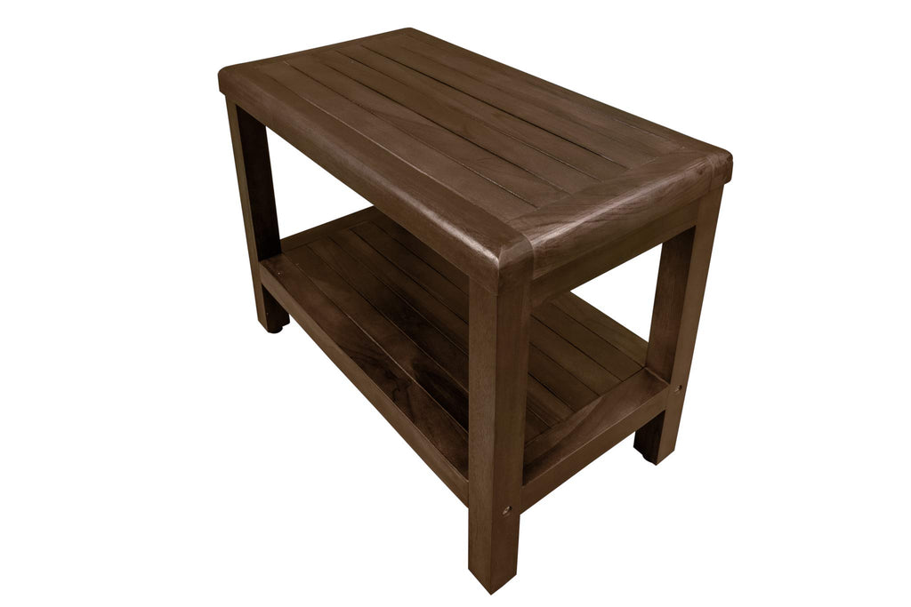 24" Teak Shower Bench with Shelf I1563