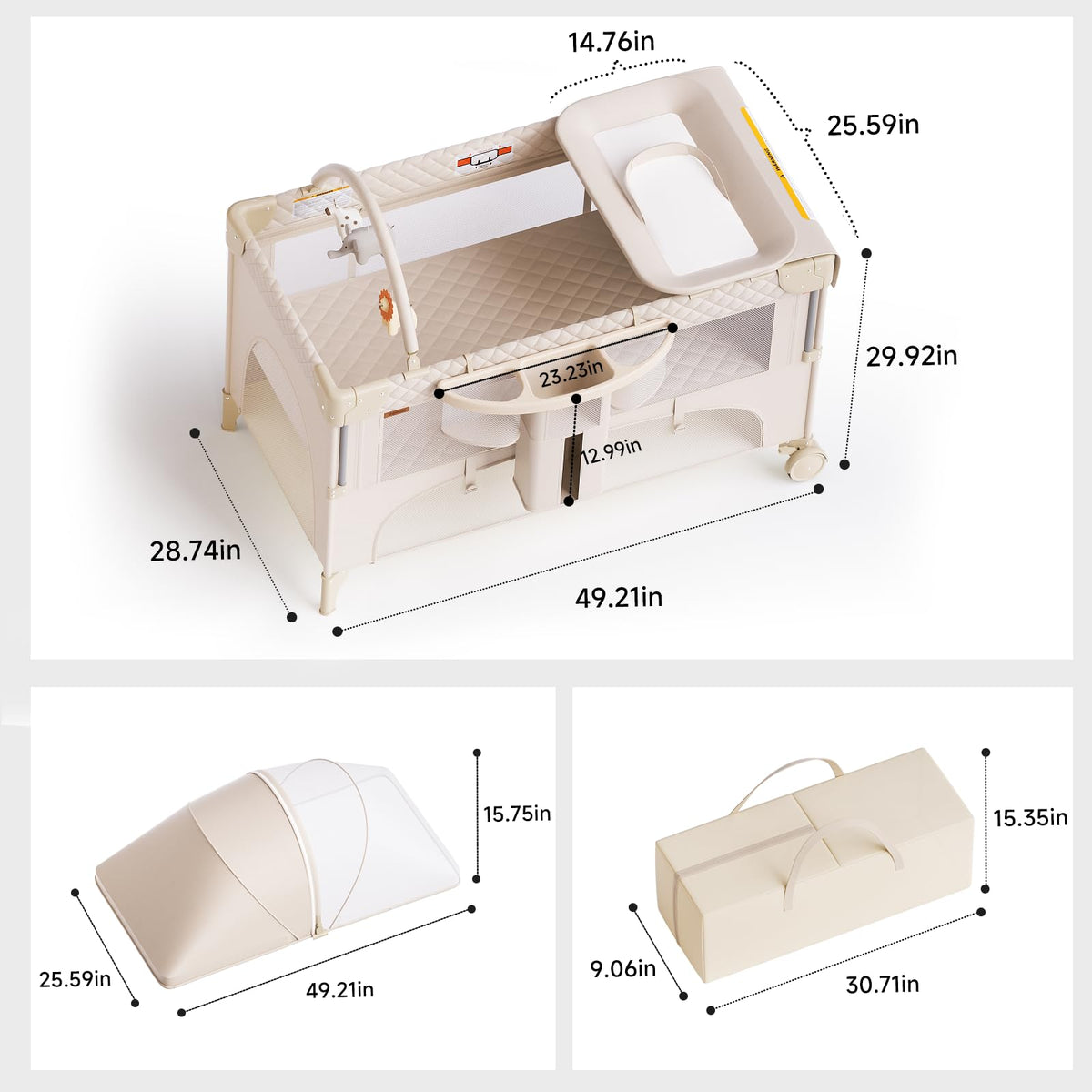 Baby Bassinet, Pack and Play, Bedside Crib Sleeper, Diaper Changer P533435
