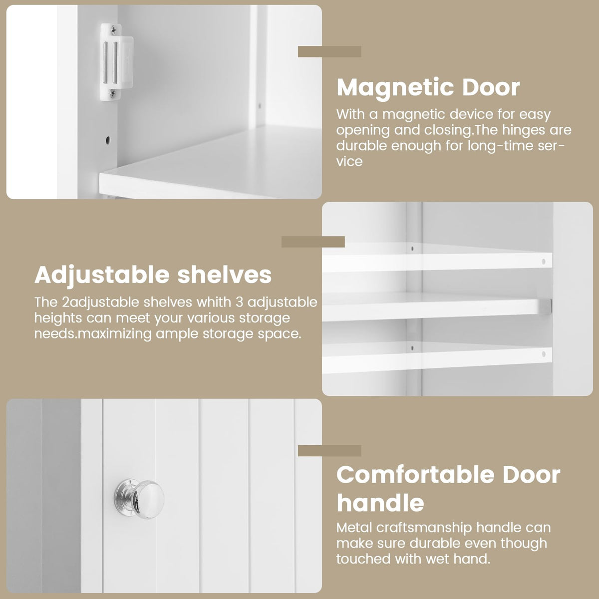 66.9" Tall Bathroom Storage Cabinet with 2 Doors & 1 Drawer Y375174