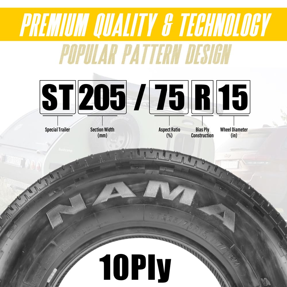 Set of 4 ST205/75R15 10 Ply Trailer Tires E6944