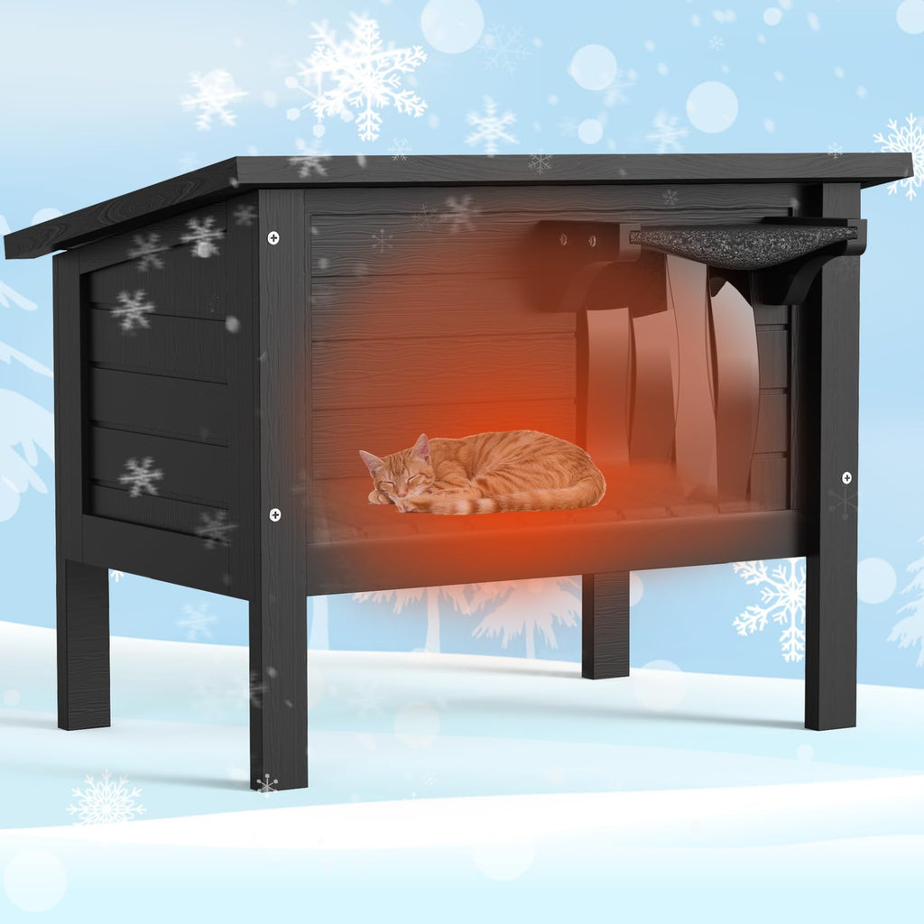 Weatherproof Insulated Solid Wood Outdoor Cat House M6066