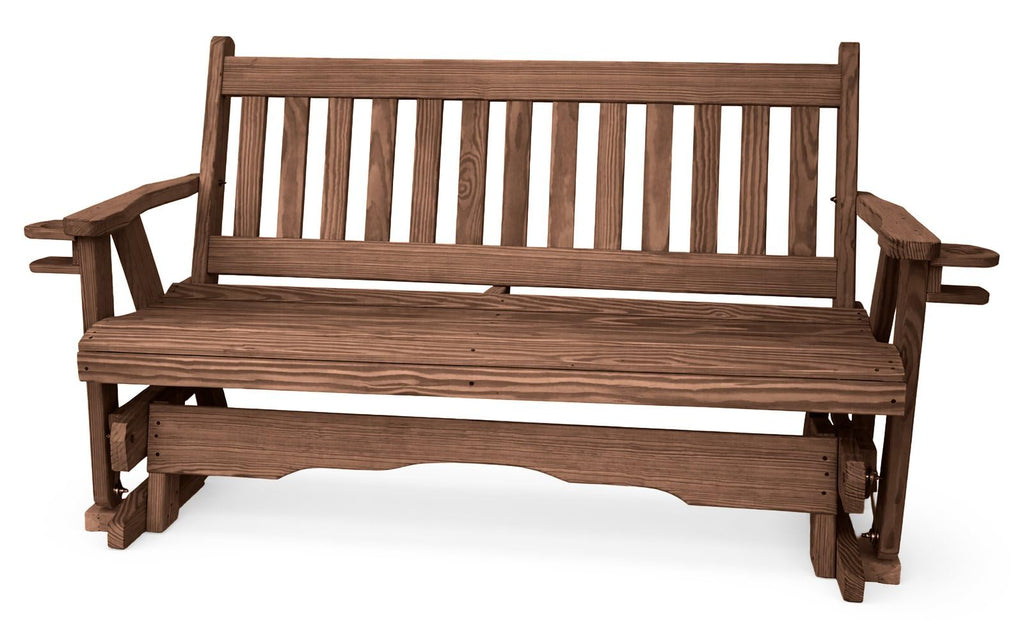 5 FT Walnut 3 Person Solid Pine Wood Glider Bench N134