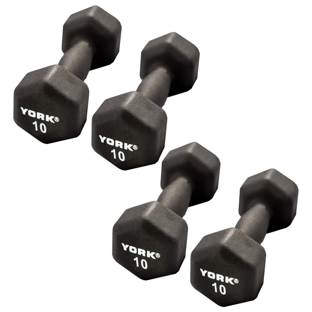 Neoprene Hexagon Dumbbells with Cast Ergo Handle, 10lb Pack of 4 G94956