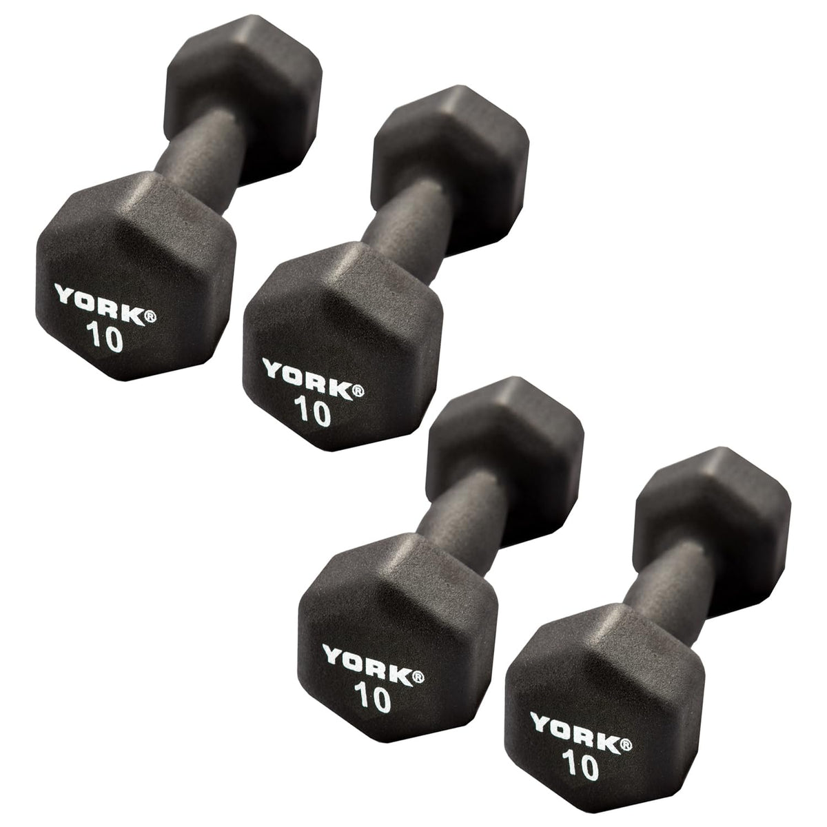 Neoprene Hexagon Dumbbells with Cast Ergo Handle, 10lb Pack of 4 G94956