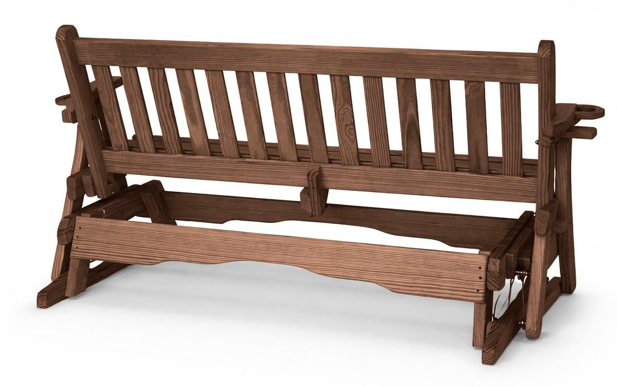 5 FT Walnut 3 Person Solid Pine Wood Glider Bench N134