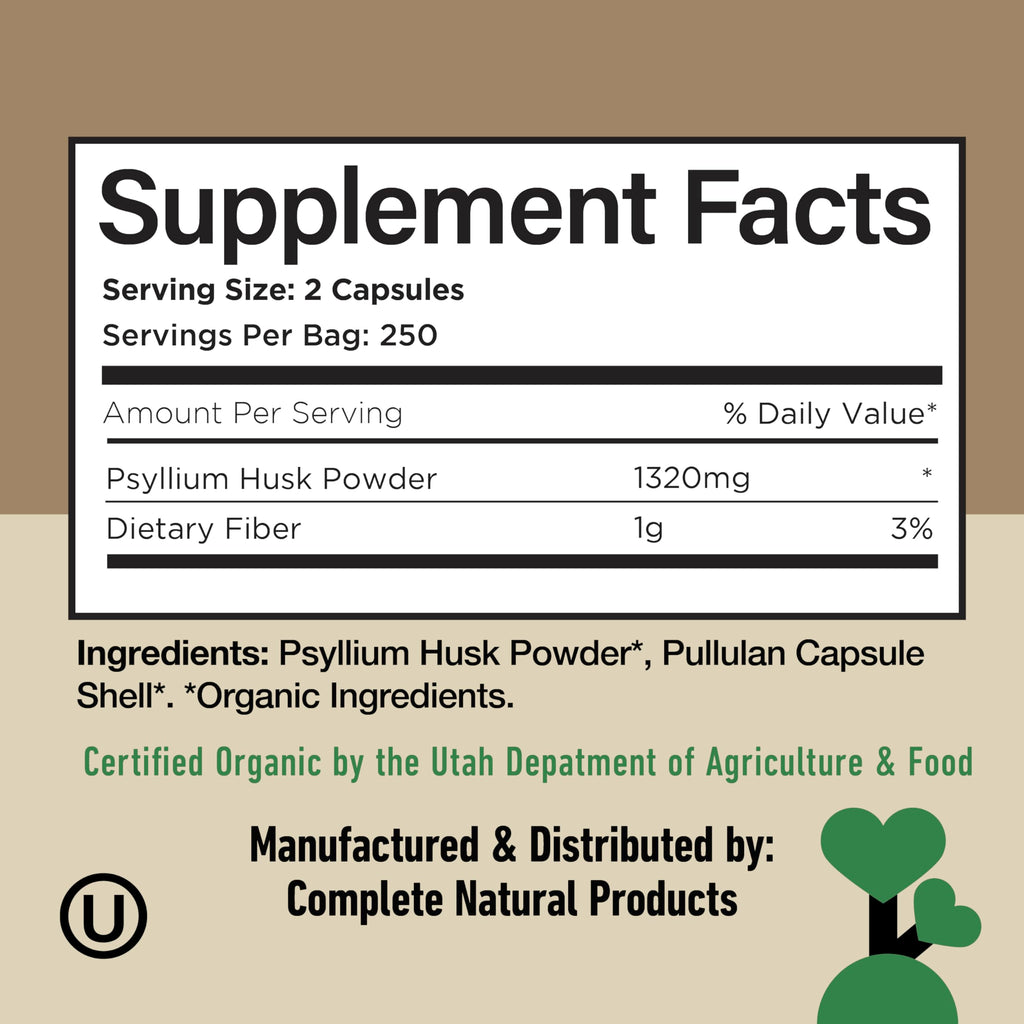 Organic Psyllium Husk Capsules 660mg 500ct Z957