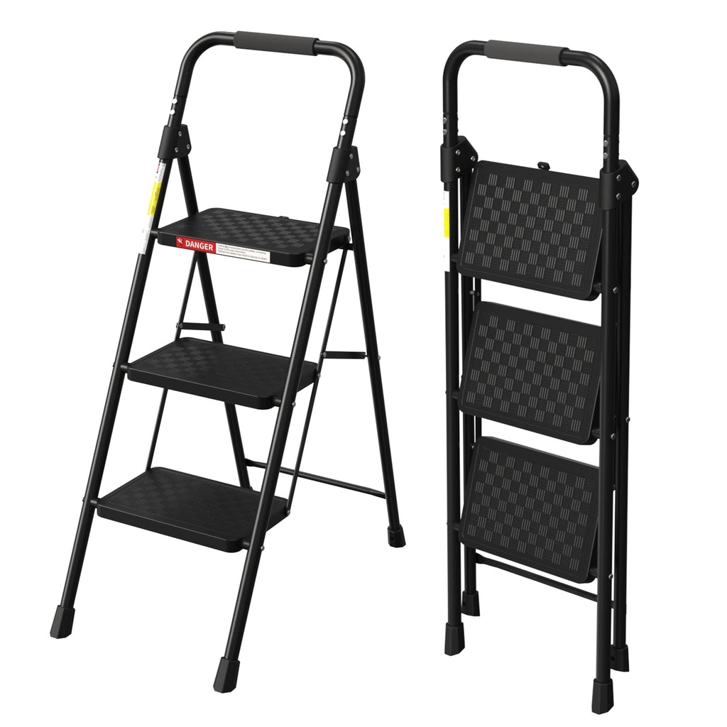 3 Step Folding Ladder with Anti-Slip Pedal U76766
