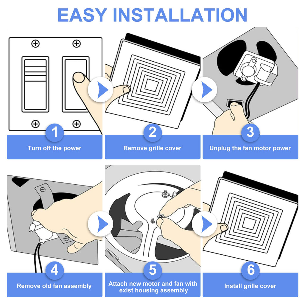 Bathroom Exhaust Fan Motor Replacement Kit 50CFM 120V E227