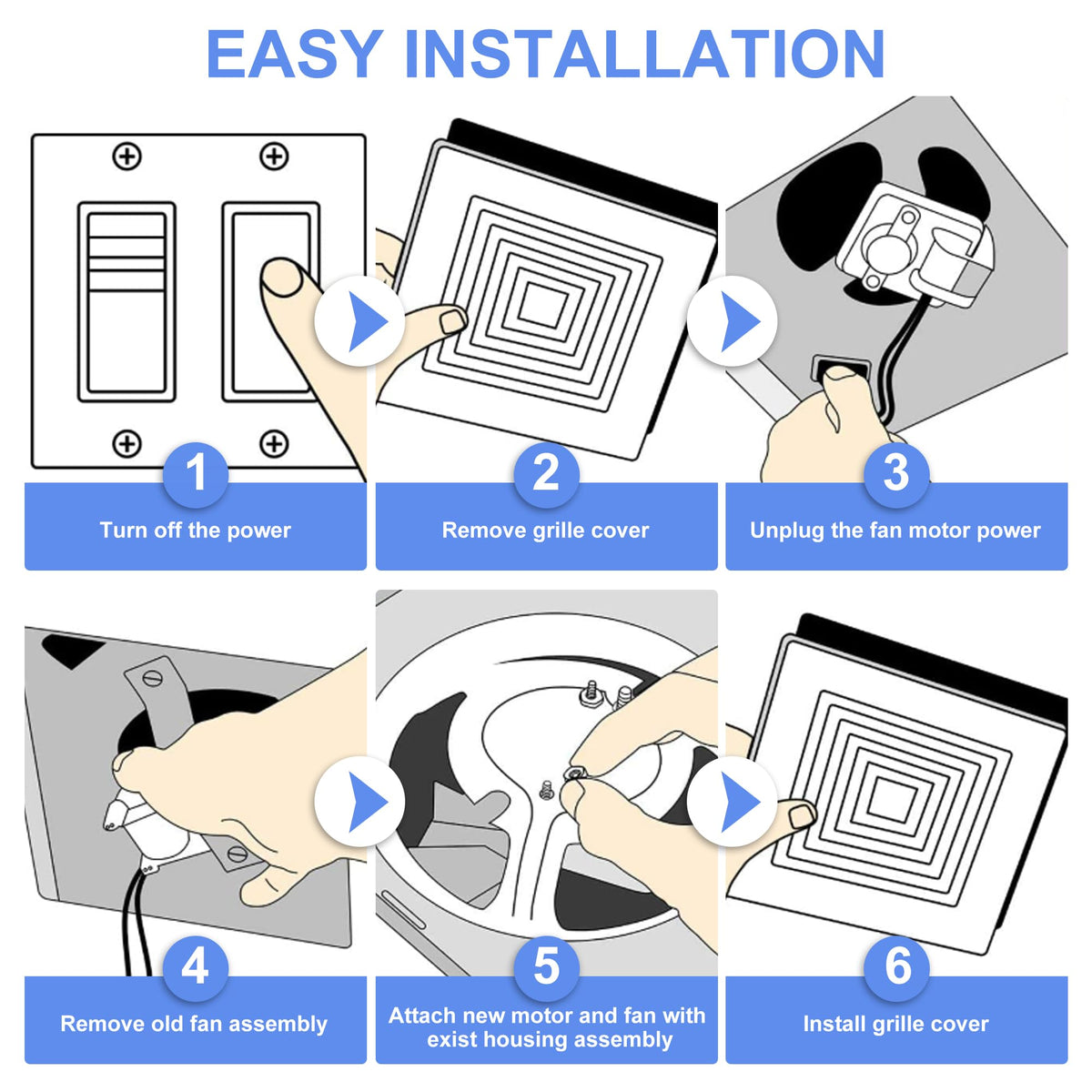 Bathroom Exhaust Fan Motor Replacement Kit 50CFM 120V E227