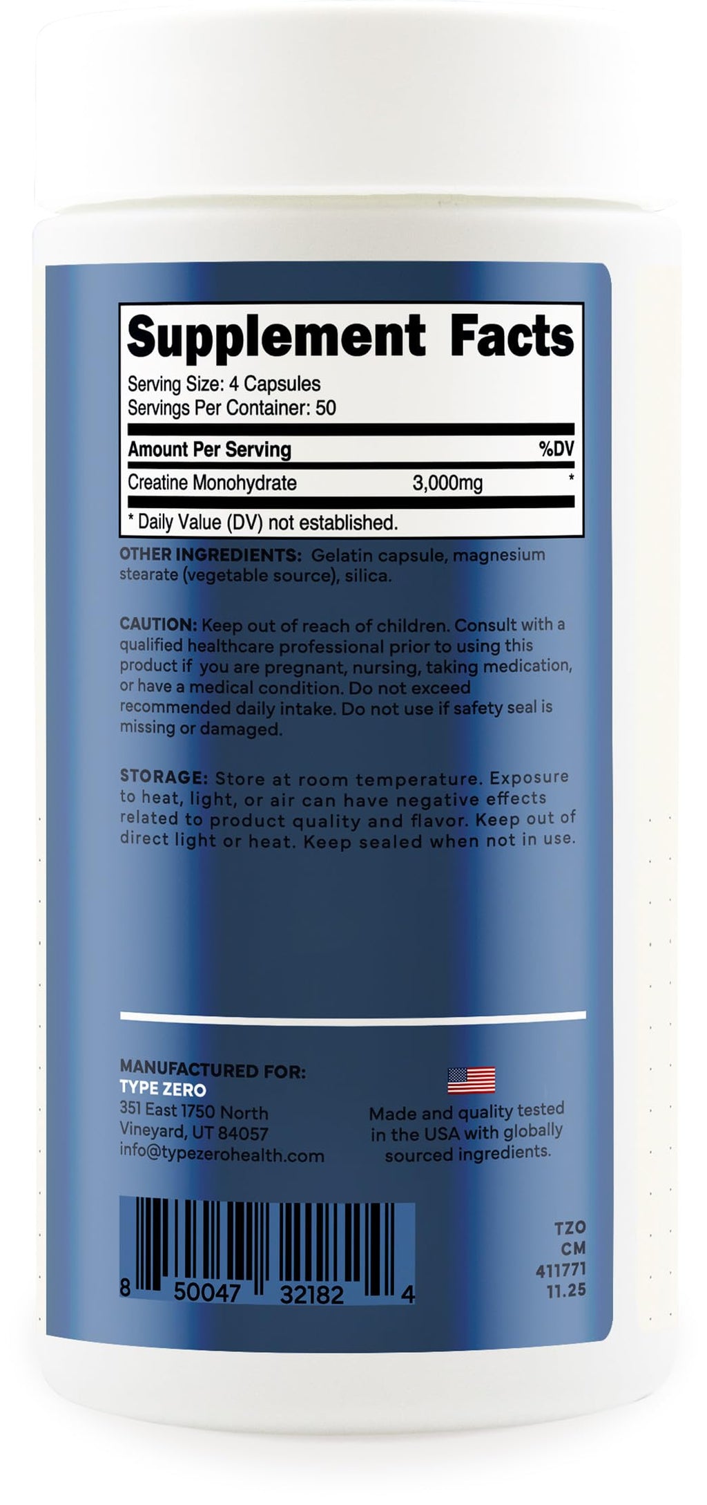 Creatine Monohydrate Capsules 3,000mg 200 Count S248246