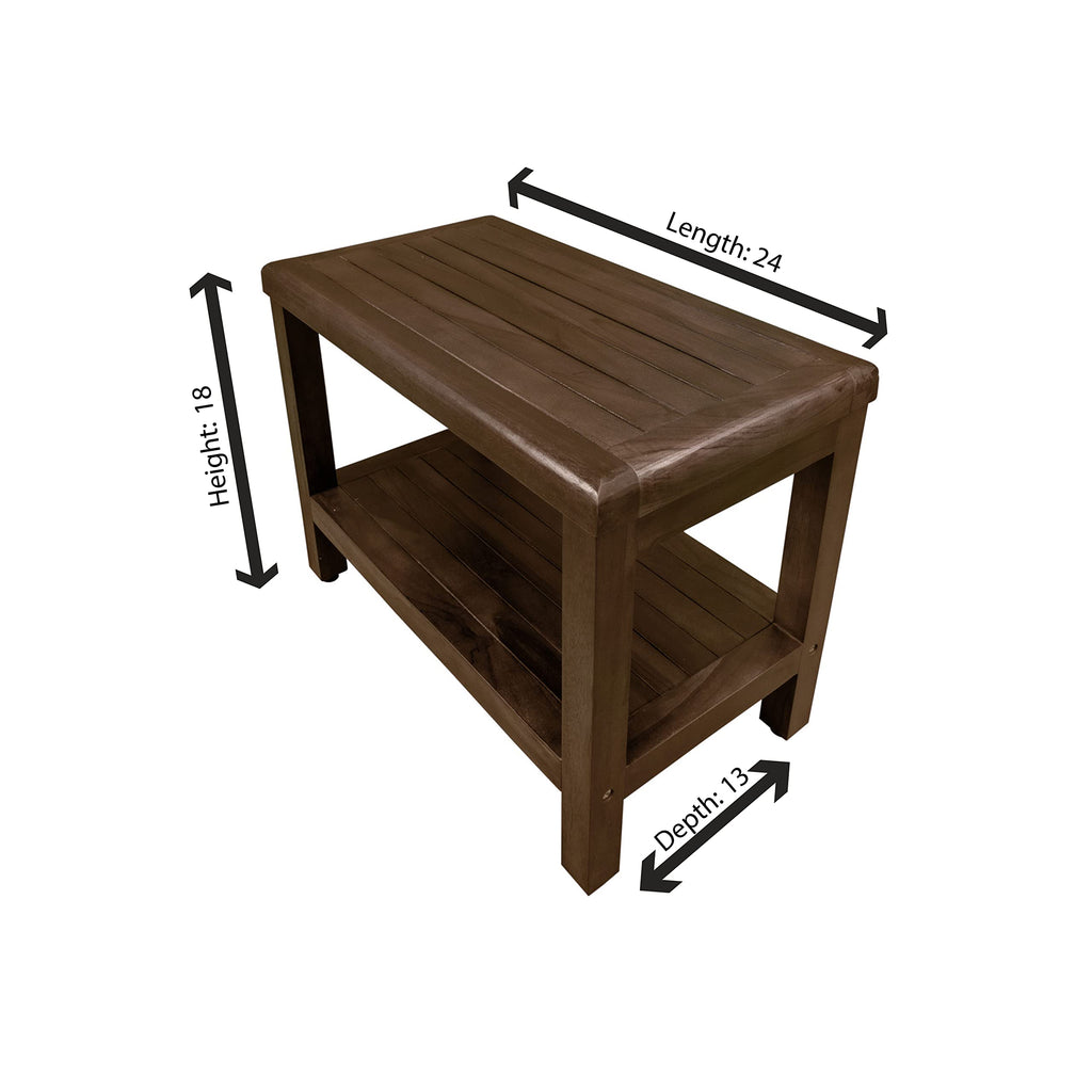 24" Teak Shower Bench with Shelf I1563