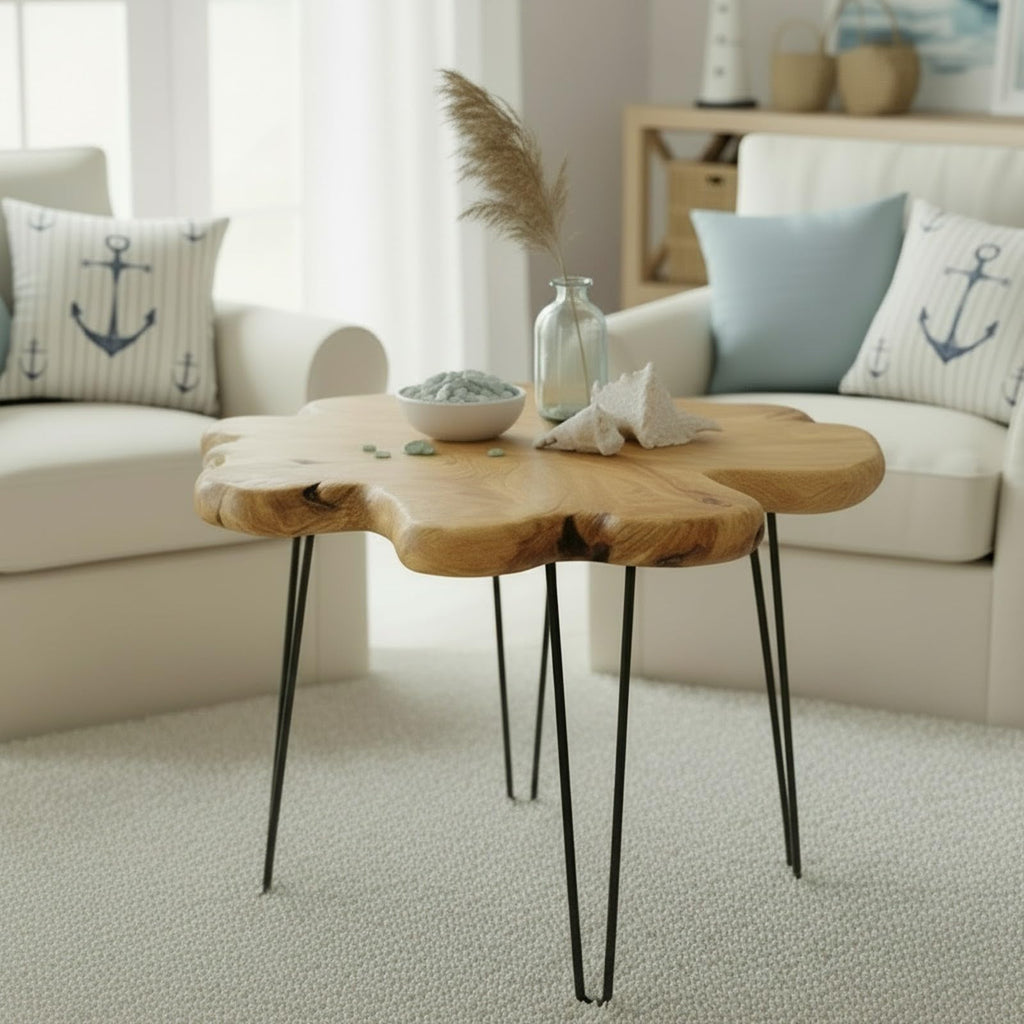 Flower-Shaped Live Edge Cedar Coffee Table N596