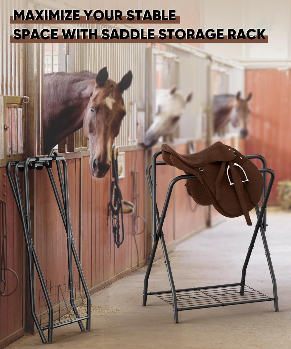 Foldable Saddle Rack with Storage P43761