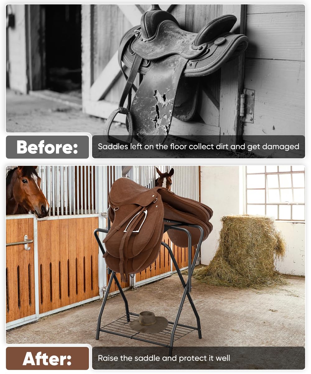 Foldable Saddle Rack with Storage P43761