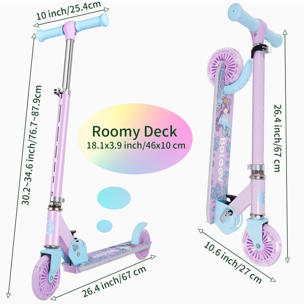 2 Wheel Folding Lightweight Kick Scooter with Light-Up Wheels A668