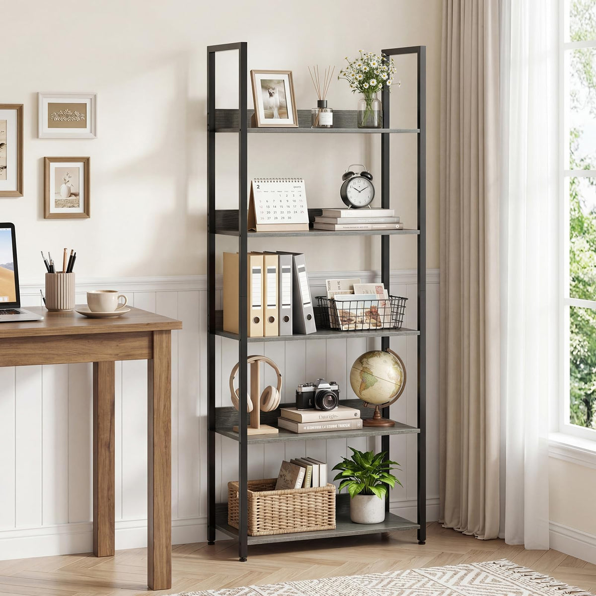 5-Tier Wooden Bookshelf Set of 2 M4496