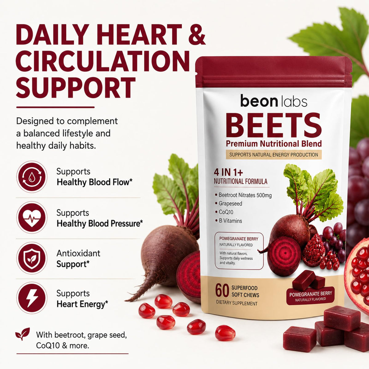 Beet Chews with L-CoQ10 & Grape Seed J857683