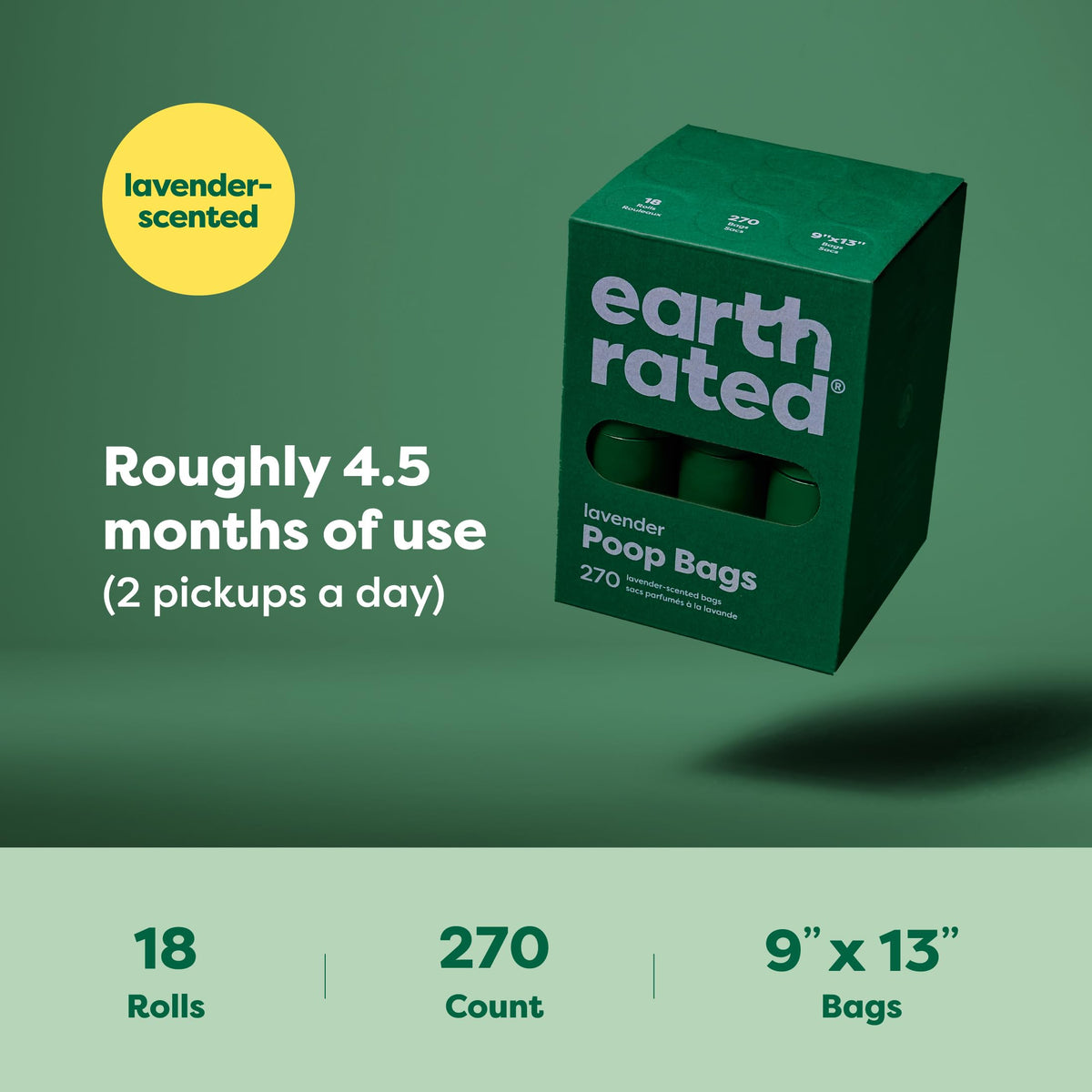 Dog Poop Bags on Refill Rolls, 270 Bags, Lavender X324072