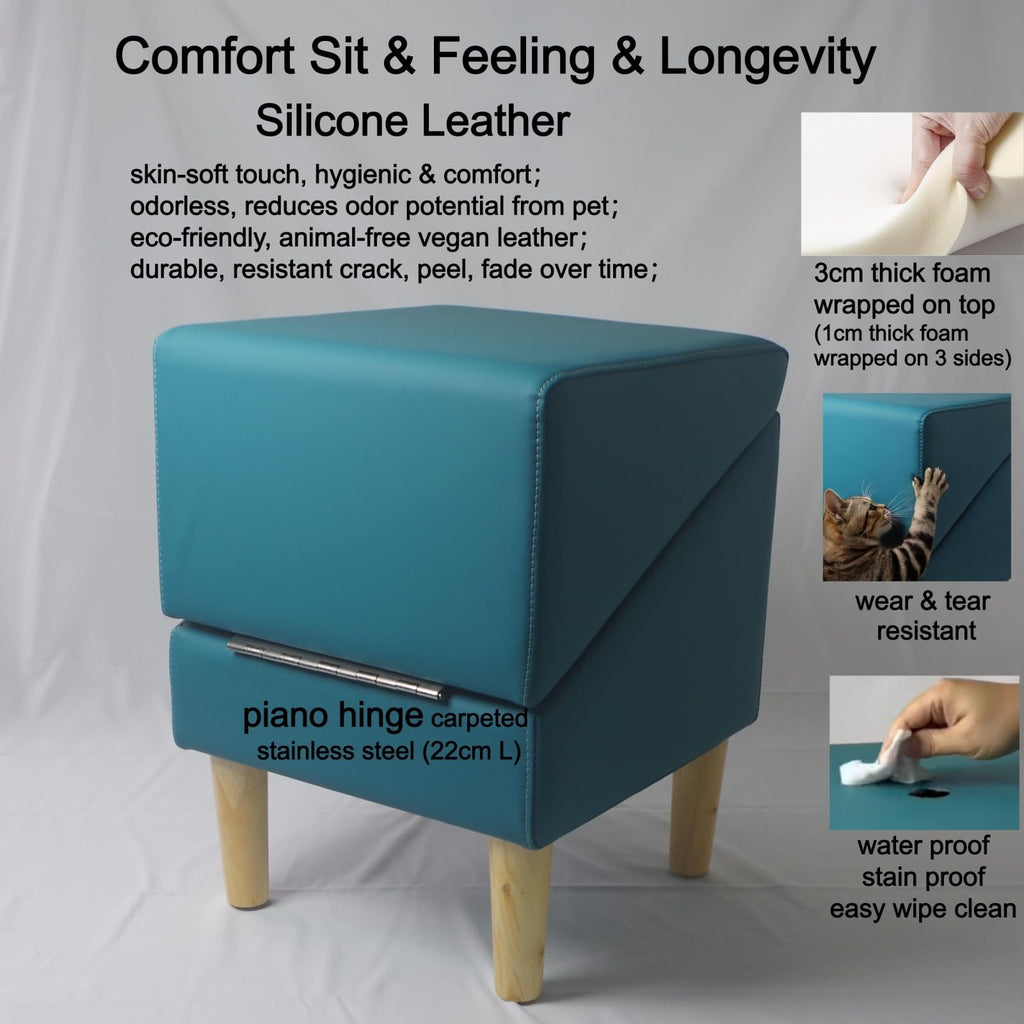 Foldable Dog Cat Stair Ramp Solid Wood Ottoman 18in H P73773