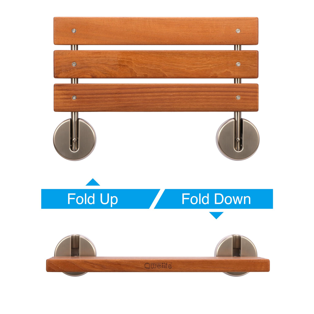 20" Teak Folding Shower Seat Wall Mount H124
