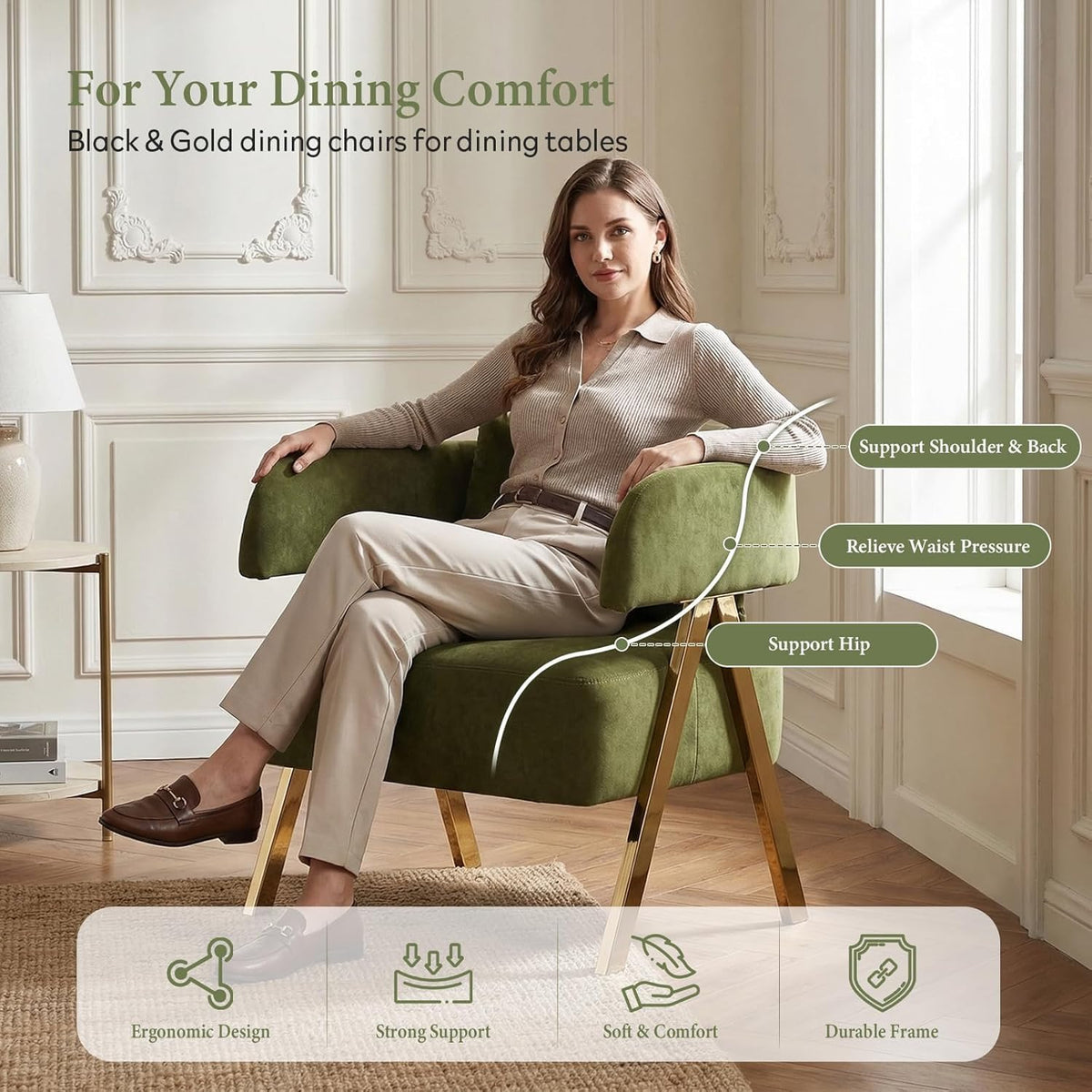 Green Velvet Accent Chairs Set of 2 H8035