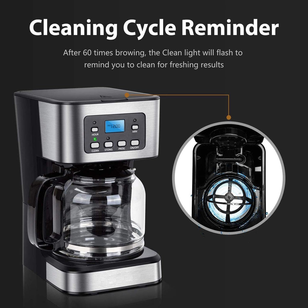 12 Cup Programmable Drip Coffee Maker with Glass Carafe N98630