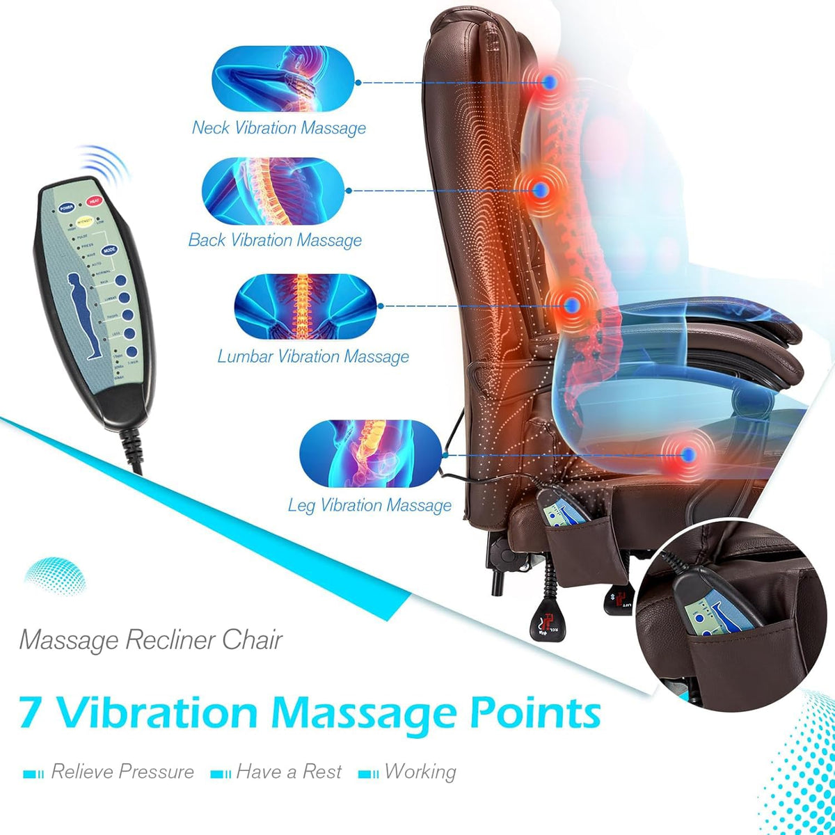 Massage Office Chair with Heat Function & Footrest B3825
