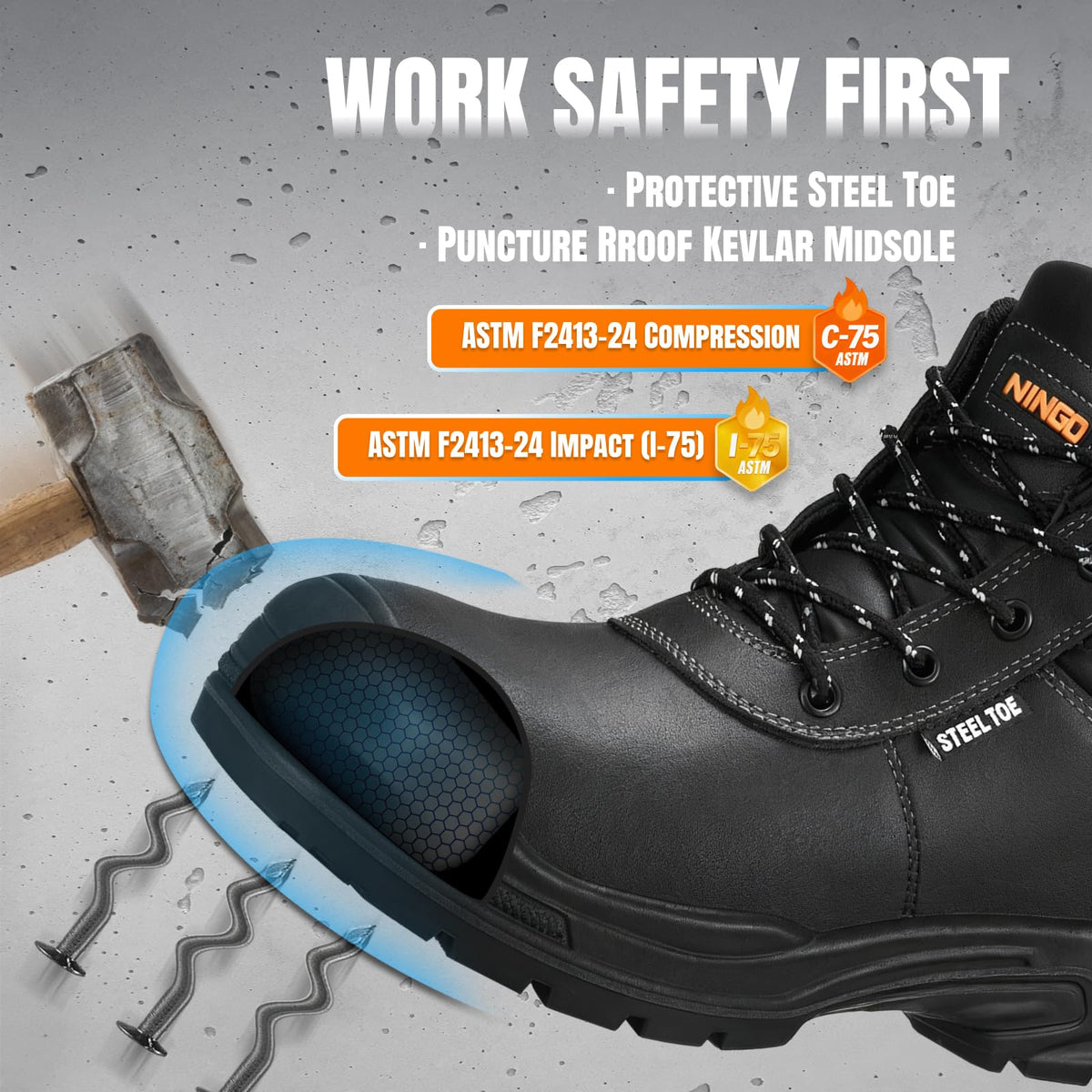 Steel Toe Non Slip Work Boots L43806