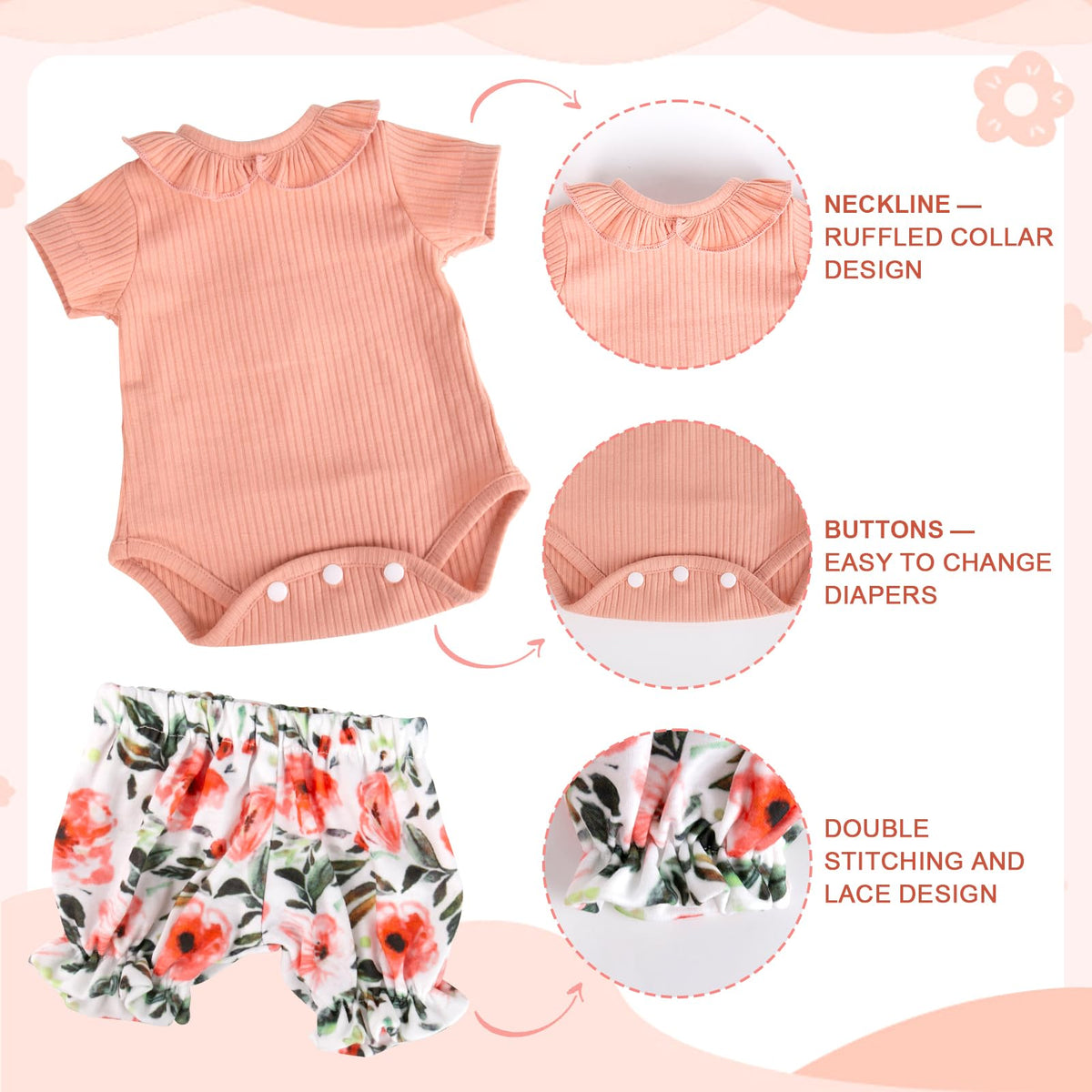 20 inch Doll Clothes Shirt and Floral Pants Set B5714