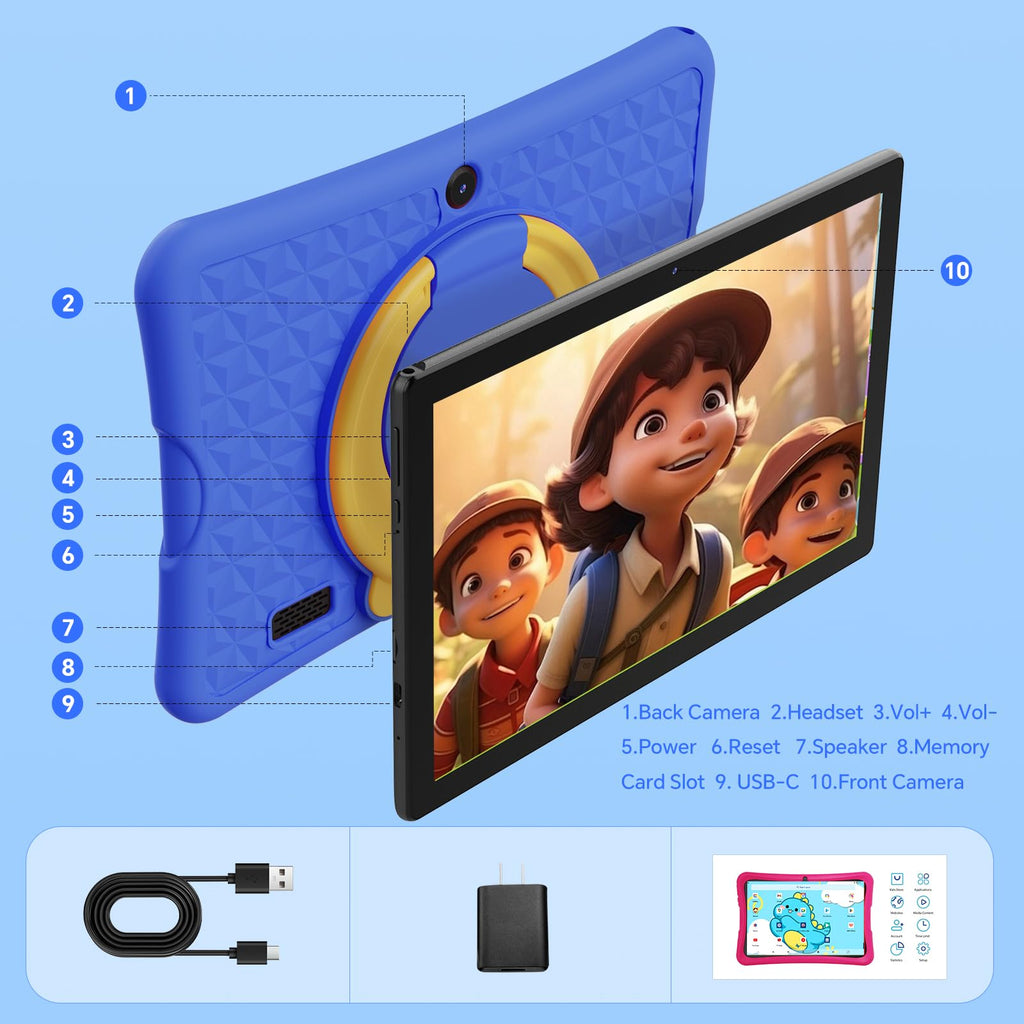 10.1" Kids Tablet 6GB RAM 32GB ROM Android 15 GO Blue I729350